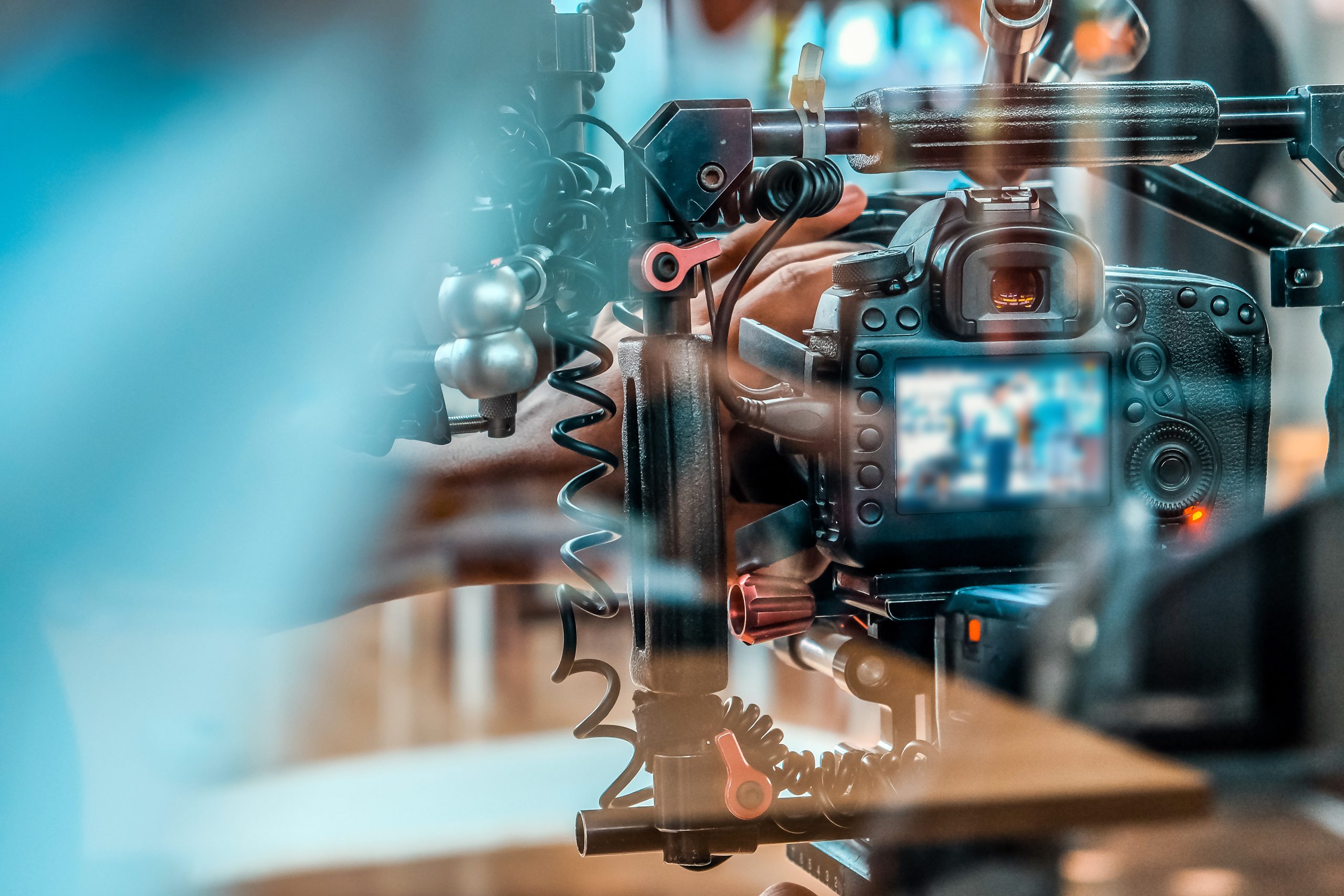 detail video camera film crew production scenes background